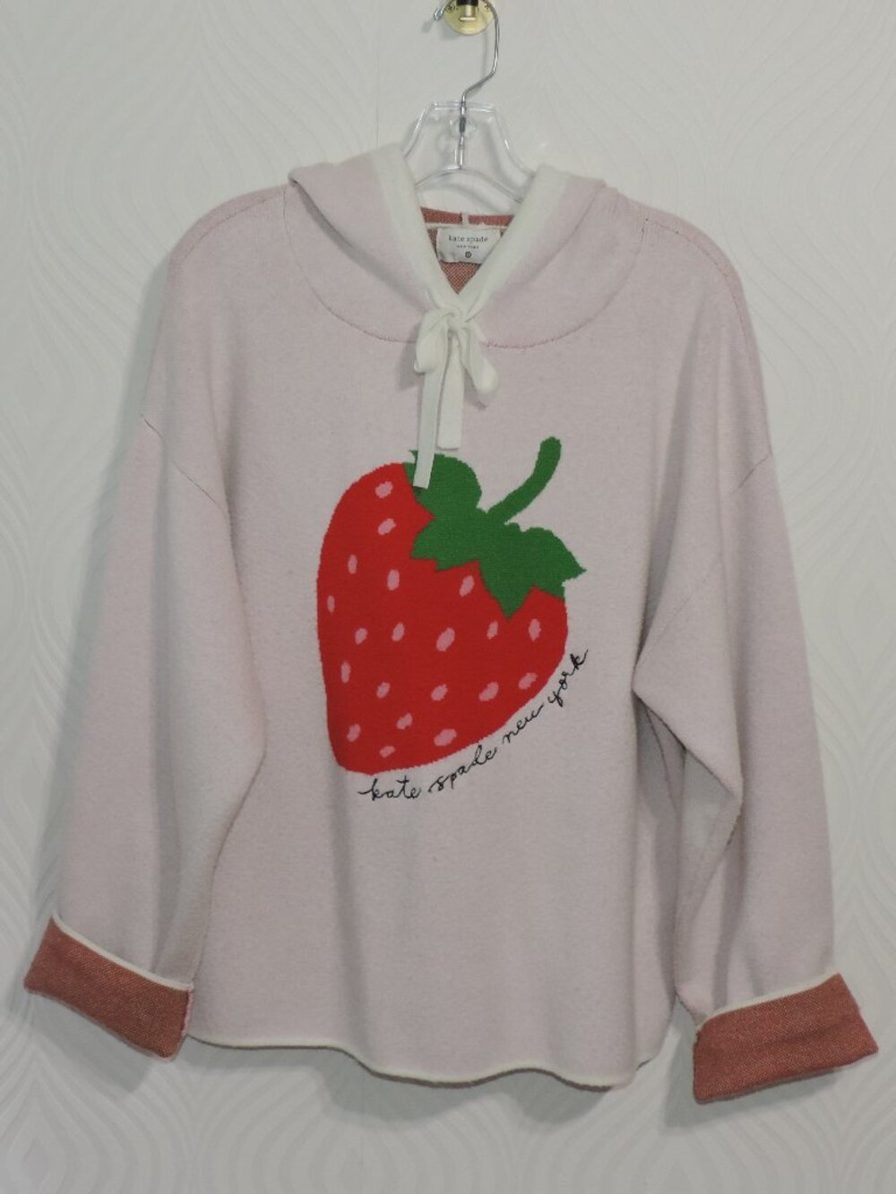 KATE SPADE NEW YORK x Target Strawberry Hooded Sweater Sweatshirt Cream sz L